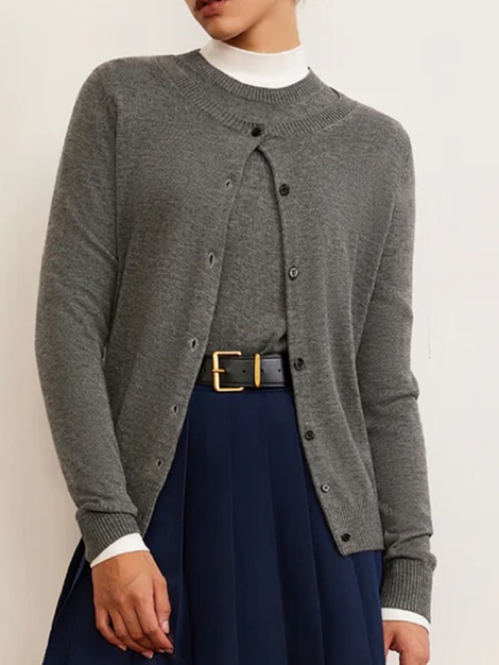 Wool-Blend Breasted Cardigan